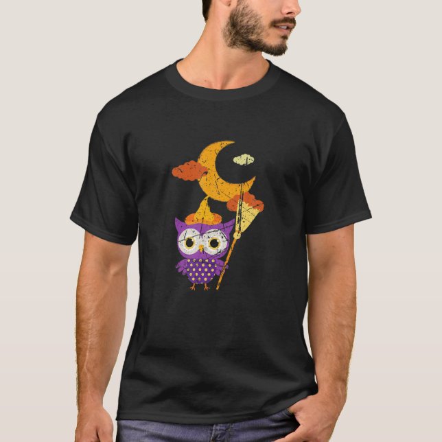 Zerrüttete Owl Hexengeschenke Spooky Nacht T-Shirt (Vorderseite)