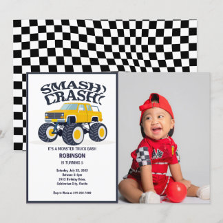 Zerschlagung des Schrotts - Modernes Gelbes Foto Einladung