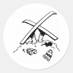 Zerschmetterter Skifahrer Runder Aufkleber