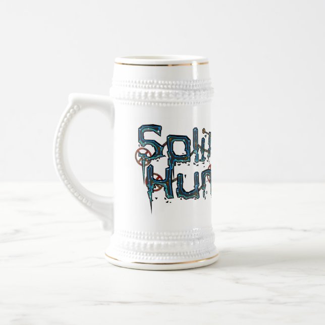 Zersplittertes Menschlichkeits-Logo Stein Bierglas (Links)