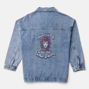 Zerstöre alle Männer, die ihren Power Medusa Griec Jeansjacke