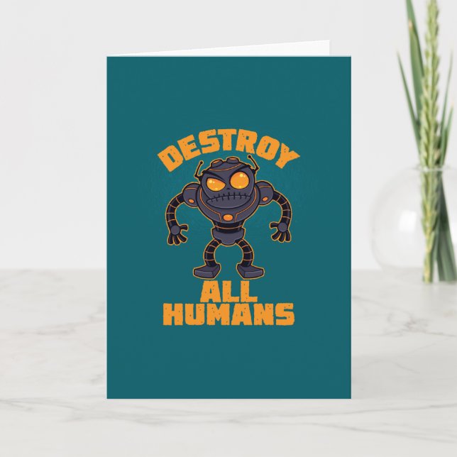Zerstören Sie alle Menschen Angry Robot Karte (Vorderseite)