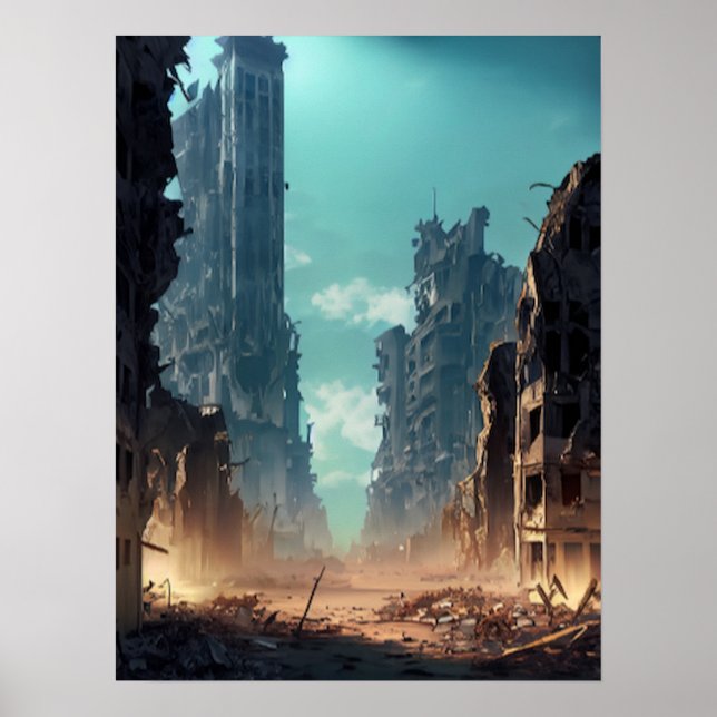 zerstörte Stadt Poster (Vorne)