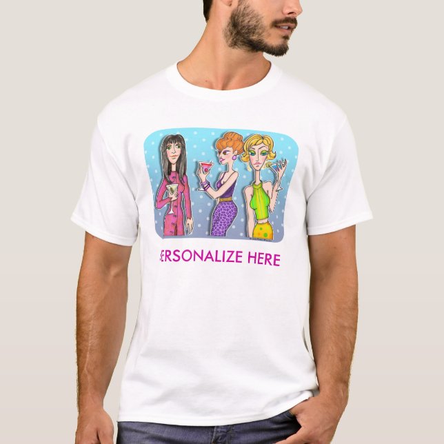 Zerstörte T-Shirts - drei Martini-Divas (Vorderseite)