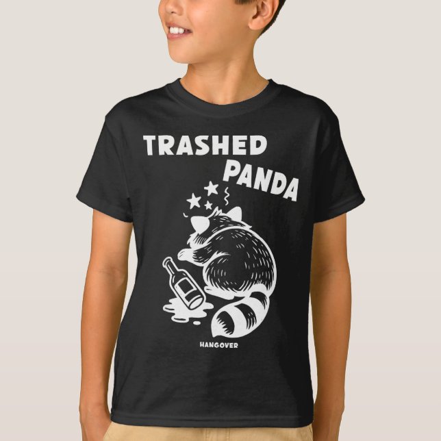 Zerstörter Panda Kater Soziale Medien Crazy Betrun T-Shirt (Vorderseite)