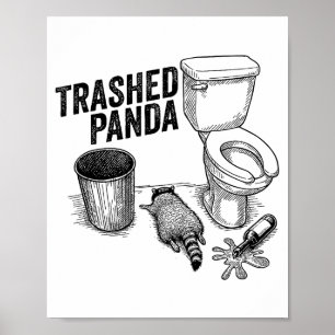 Zerstörter Panda, Lustiger betrunkener Waschbär, M Poster