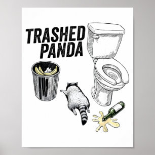 Zerstörter Panda, Lustiger betrunkener Waschbär, M Poster