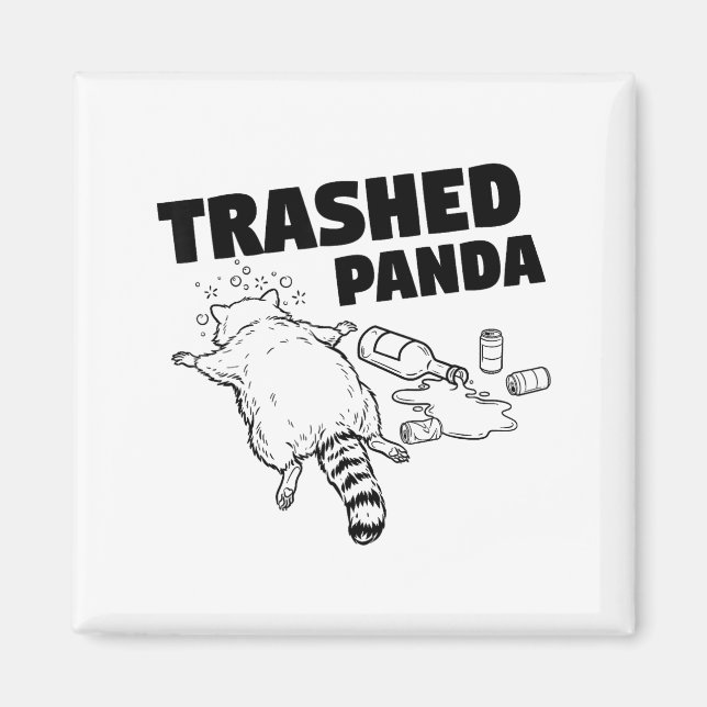 Zerstörter Panda Lustiger betrunkener Waschbär  Magnet (Vorne)