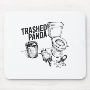 Zerstörter Panda Lustiger Betrunkener Waschbär  Mousepad