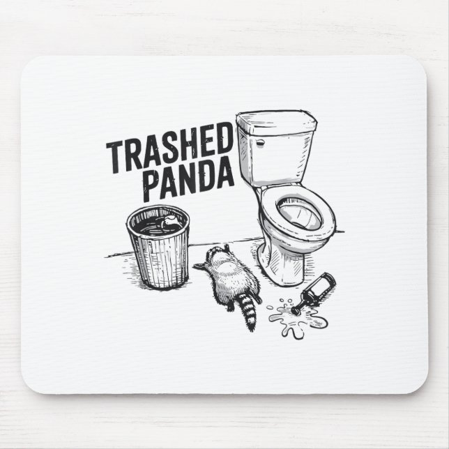 Zerstörter Panda Lustiger Betrunkener Waschbär  Mousepad (Vorne)