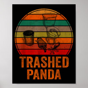 Zerstörter Panda Lustiger Betrunkener Waschbär Vin Poster