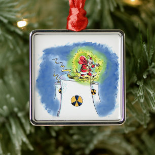 Zerstörter Weihnachtsmann quadratischer Premium-Sc Ornament Aus Metall