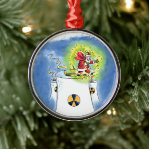 Zerstörter Weihnachtsmann rundes Premium-Ornament Ornament Aus Metall