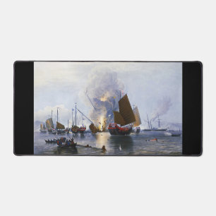 Zerstörung der Junks des chinesischen Krieges 1843 Schreibtischunterlage