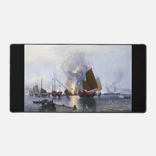 Zerstörung der Junks des chinesischen Krieges 1843 Schreibtischunterlage (Vorderseite)