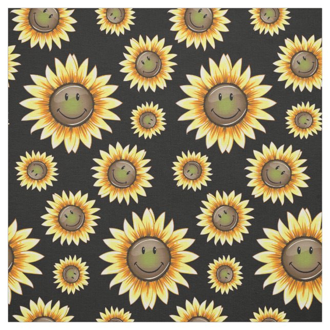 Zerstreute lächelnde Sonnenblume Stoff (Muster)