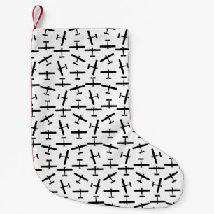 Zerstreute Vintage-Flugzeuge CUSTOM BG COLOR Kleiner Weihnachtsstrumpf