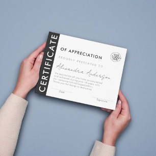 Zertifikat Award Modern Schwarz-weiß Business Logo