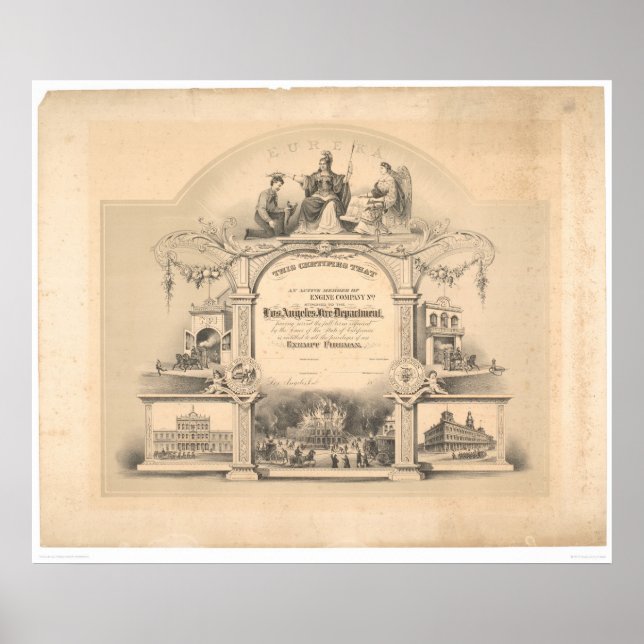 Zertifikat der Feuerwehr von Los Angeles (0891A) Poster (Vorne)