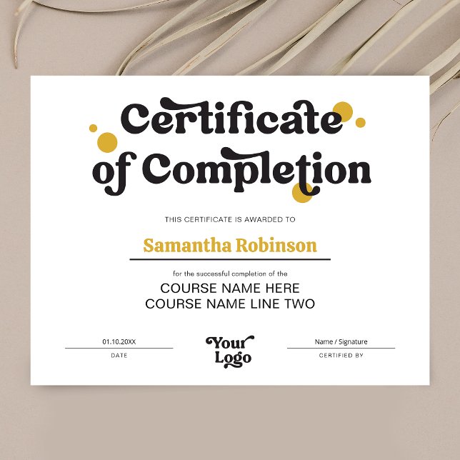 Zertifikat für das Retro Logo Trendy Beauty Course (Von Creator hochgeladen)