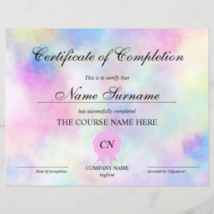 Zertifikat für den Abschluss Award Course Unicorn