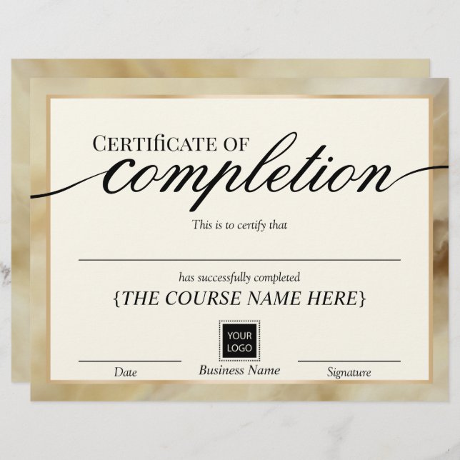 Zertifikat für den Abschluss des Gold Agate Award (Vorne/Hinten)