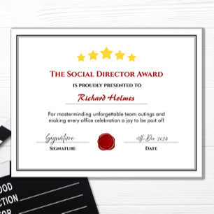Zertifikat für den "Fun Employee Award" - Sozialdi