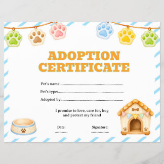 Zertifikat für die Adoption eines Haustieres bearb Flyer