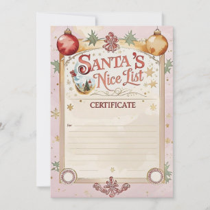Zertifikat für die Liste der Braven von Santa   Pa Einladung