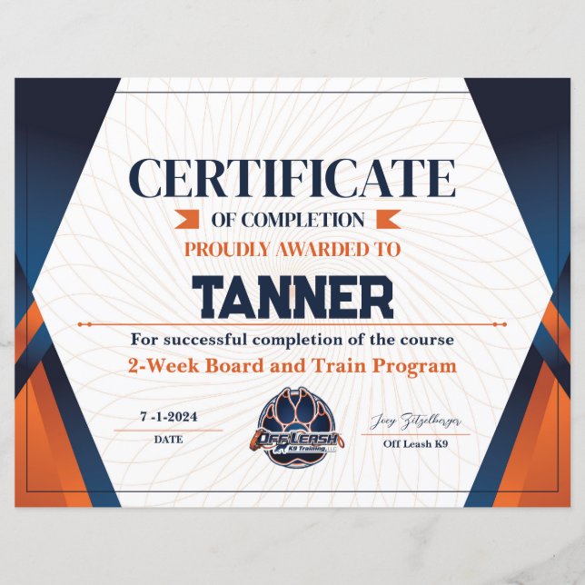 Zertifikat Nr. 14 (Vorderseite)