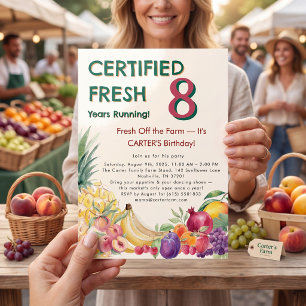 Zertifiziert frisch seit 8 Jahren Farm Geburtstag Einladung