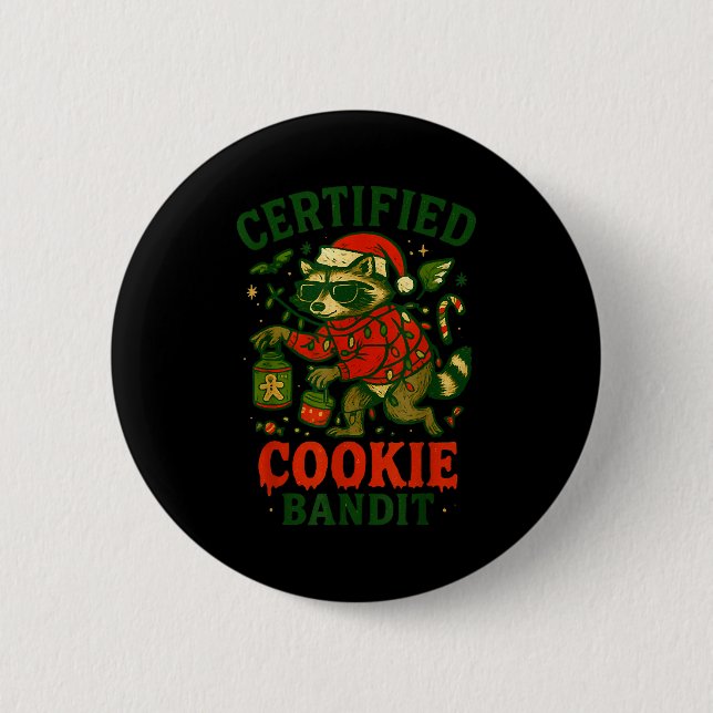 Zertifizierte Cookie Bandit, Funny Christmas Light Button (Vorderseite)