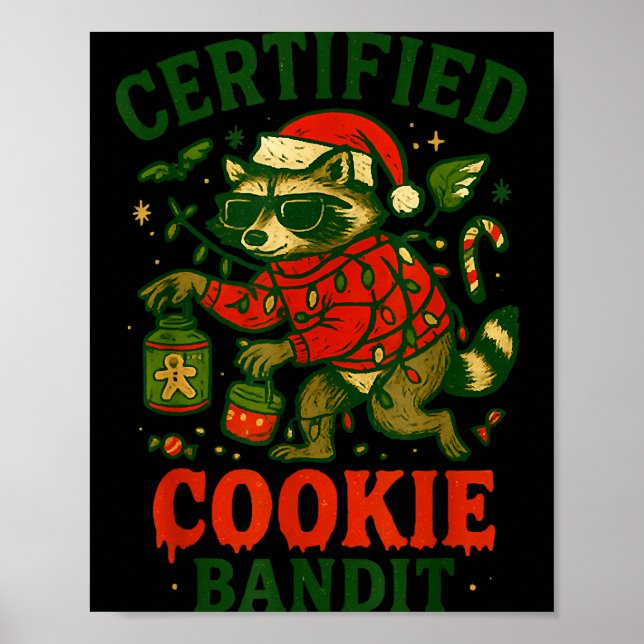 Zertifizierte Cookie Bandit, Funny Christmas Light Poster (Vorne)