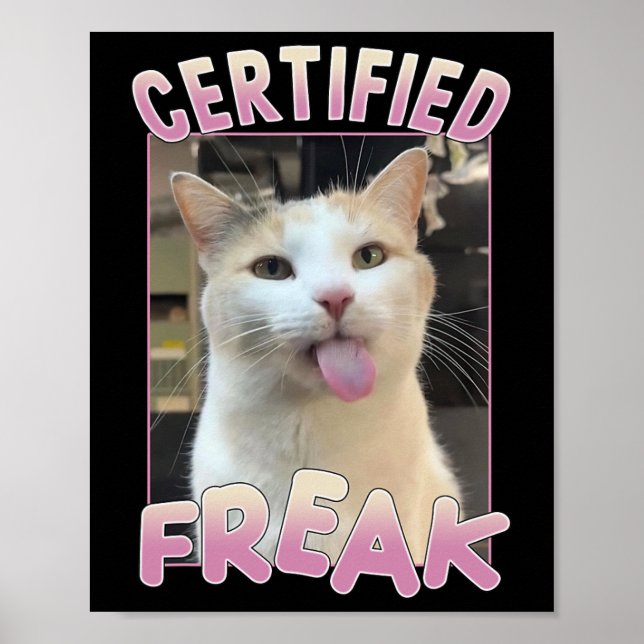 Zertifizierte Freak Niedlich Cat Meme Liebhaber vo Poster (Vorne)