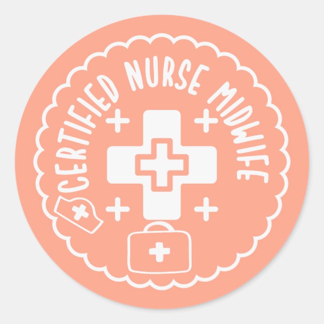 Zertifizierte Krankenschwester Midfrau Runder Aufkleber (Vorderseite)