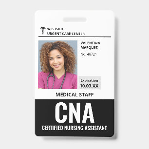 Zertifizierte Pflegehelfer CNA ID Foto Badge Ausweis