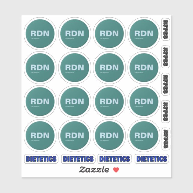 Zertifizierte RDN 16 runde Aufkleber (Blatt)