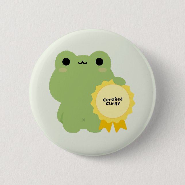 Zertifizierter Anhänglicher Frosch Button (Vorderseite)