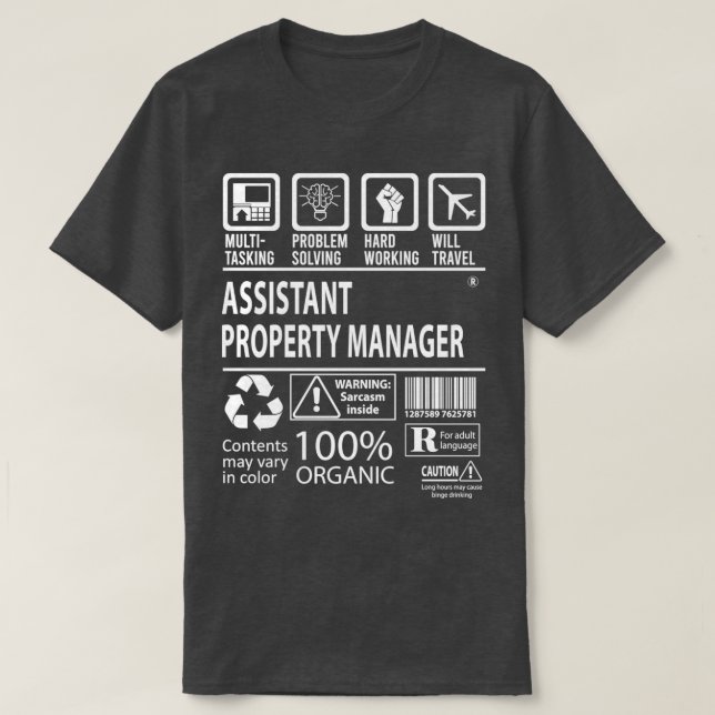 zertifizierter Assistent-Property Manager MultiTas T-Shirt (Design vorne)