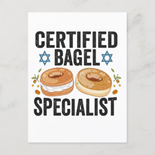 Zertifizierter Bagel-Spezialist Lustiges jüdisches Postkarte