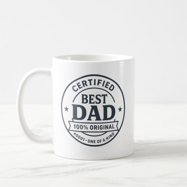 Zertifizierter bester Vater #0001 - 100 % Original Kaffeetasse (Links)