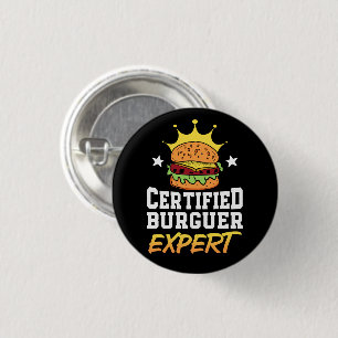 Zertifizierter Burger Expert Hamburger Handgezogen Button
