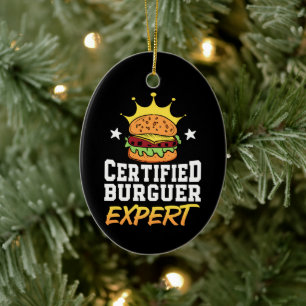 Zertifizierter Burger Expert Hamburger Handgezogen Keramik Ornament