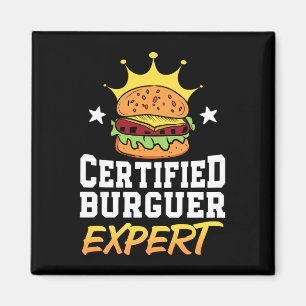 Zertifizierter Burger Experte Hamburger Handgezeic Magnet