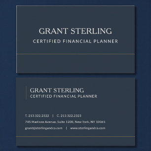 Zertifizierter Finanzplaner Navy Blau Professional Visitenkarte