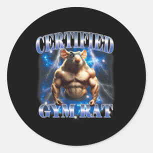 Zertifizierter Fitnessstudio-Ratte Meme Fitness Bo Runder Aufkleber