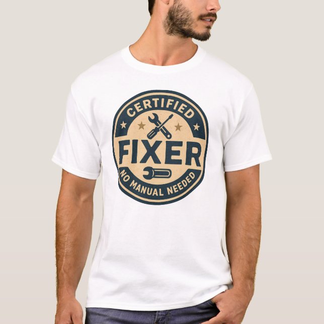 Zertifizierter Fixer - Abzeichen für Vintage Repar T-Shirt (Vorderseite)
