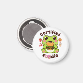 Zertifizierter Foodie Süßer Kawaii Frosch isst Bur Magnet