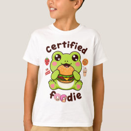 Zertifizierter Foodie Süßer Kawaii Frosch isst Bur T-Shirt