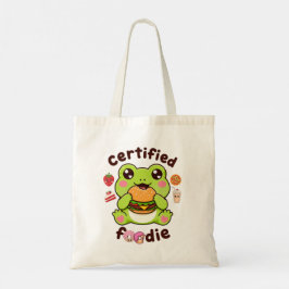 Zertifizierter Foodie Süßer Kawaii-Frosch isst Bur Tragetasche
